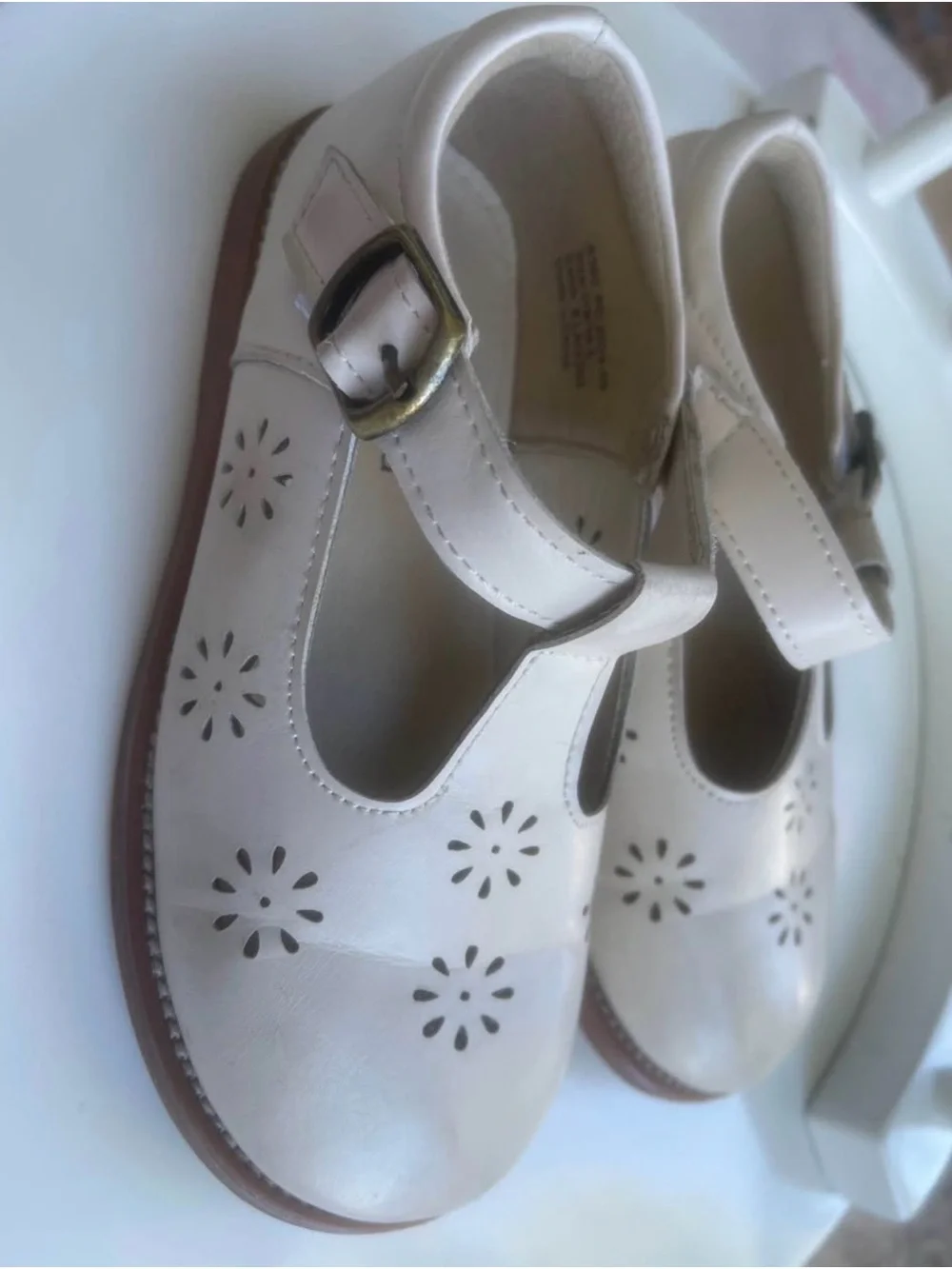 Felix & Mina Cream T-Strap Dress Shoes for Kids